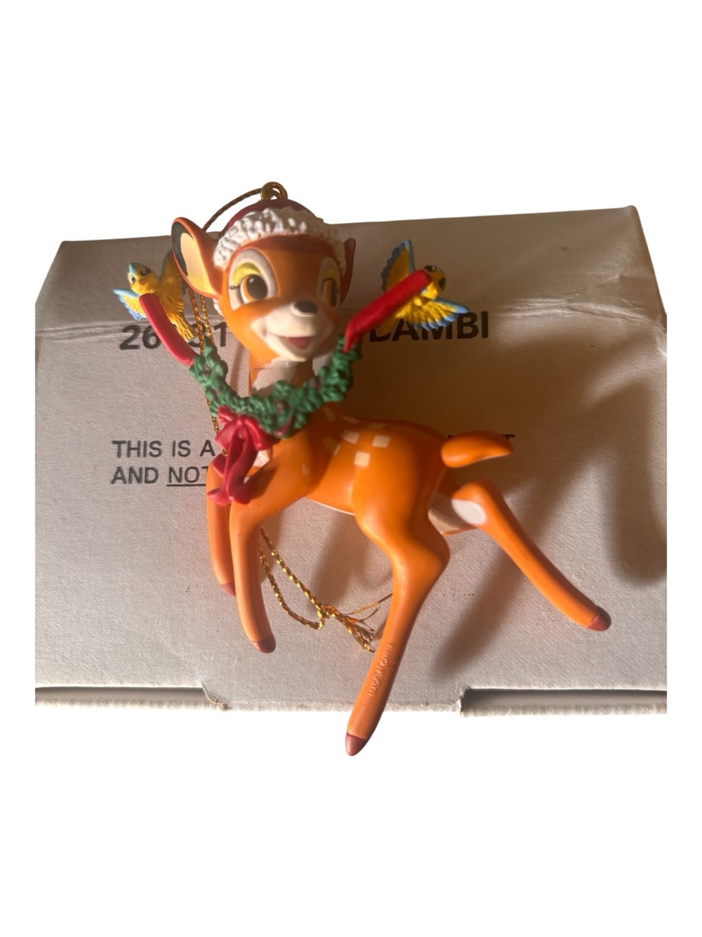 Disney Grolier  Bambi Orange Reindeer Holiday Ornament original box